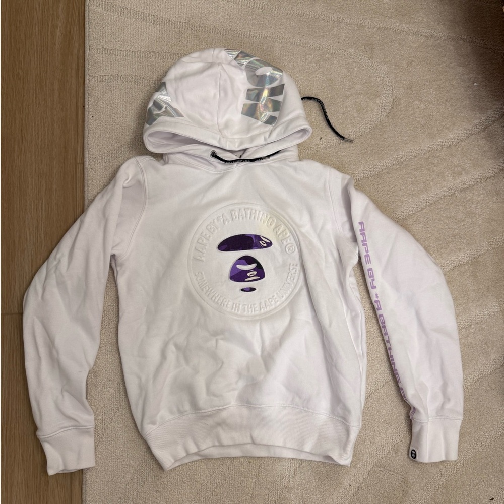 White Hoodie with Purple Graphic